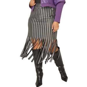 PLUS Size 18/20 2X | Women’s Embellished Stretch Knit Fringed Lightweight Skirt
